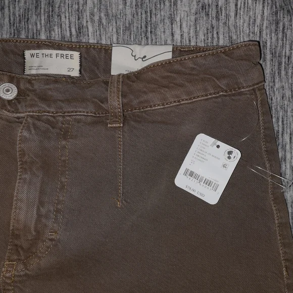 NWT We The Free Distressed Brown Denim Jean Skort - Picture 4 of 5